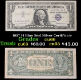 1957 $1 Blue Seal Silver Certificate Grades Gem+ CU