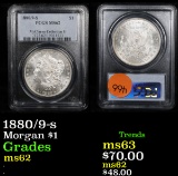 PCGS 1880/9-s Morgan Dollar $1 Graded ms62 By PCGS