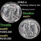 1945-s Walking Liberty Half Dollar 50c Grades GEM+ Unc
