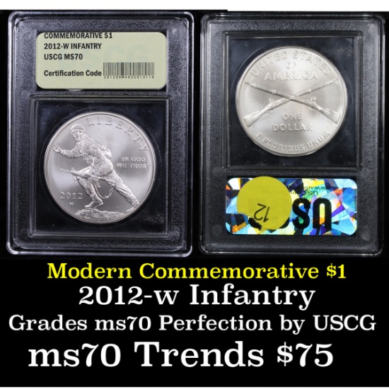 2012-w INFANTRY Modern Commem Dollar $1 Graded ms70 Perfection by USCG