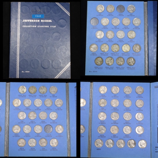 Near Complete Jefferson Nickel Book 1938-1961 62 Coins