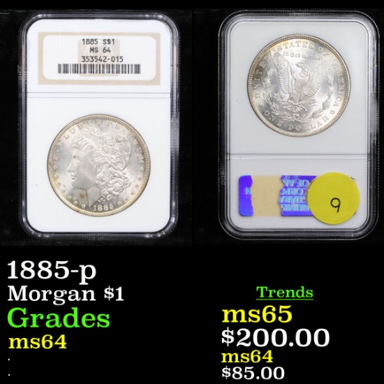 NGC 1885-p Morgan Dollar $1 Graded ms64 By NGC