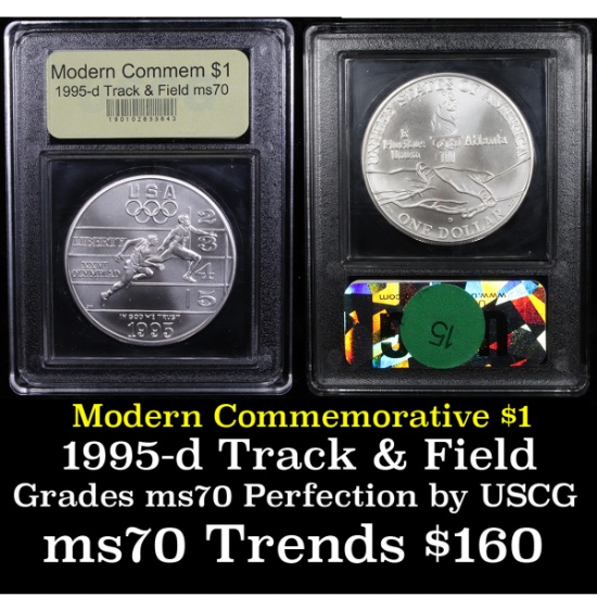 1995-d Olympics Track & Field Modern Commem Dollar $1 Graded ms70, Perfection By USCG
