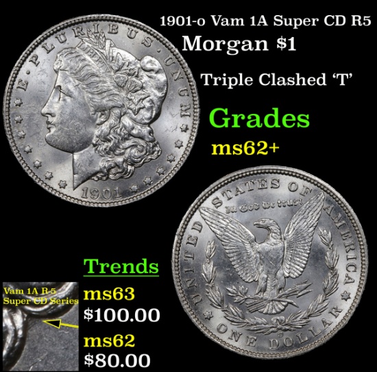 1901-o Vam 1A Super CD R5 Morgan Dollar $1 Grades Select Unc