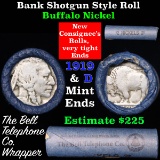 Buffalo Nickel Shotgun Roll in Old Bank Style 'Bell Telephone'  Wrapper 1919 & d Mint Ends