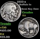 1923-s Buffalo Nickel 5c Grades f+