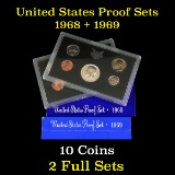 1968 & 1969 United States Proof Set 10 coins