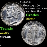 1942-s Mercury Dime 10c Grades Choice+ Unc