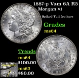 1887-p Vam 6A R5 Morgan Dollar $1 Grades Choice Unc
