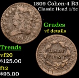 1809 Cohen-4 R3 Classic Head half cent 1/2c Grades vf details