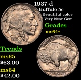 1937-d Buffalo Nickel 5c Grades Choice+ Unc