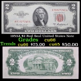 1953A $2 Red Seal United States Note Grades Gem+ CU