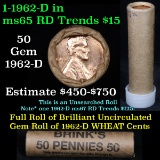 ***Auction Highlight*** Uncirculated 1c orig shotgun roll, 1962-d  In Old Brinks wrapper  (fc)