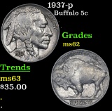 1937-p Buffalo Nickel 5c Grades Select Unc