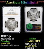 ***Auction Highlight*** NGC 1887-p Morgan Dollar $1 Graded ms65 dmpl By NGC (fc)