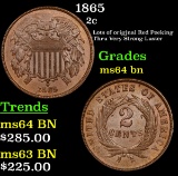 1865 Two Cent Piece 2c Grades Choice Unc BN