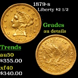 1879-s Gold Liberty Quarter Eagle $2 1/2 Grades AU Details