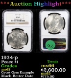 ***Auction Highlight*** NGC 1934-p Peace Dollar $1 Graded ms65 By NGC (fc)