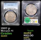 1897-p Morgan Dollar $1 Graded ms62 By PCGS