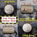 ***Auction Highlight*** Full Morgan/Peace Sahara Hotel silver $1 roll $20, 1886 & 1890 ends (fc)