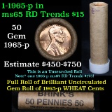 ***Auction Highlight*** Uncirculated 1c orig shotgun roll, 1965-p  In Old Brinks wrapper  (fc)