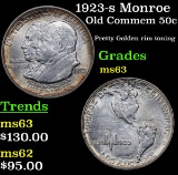 1923-s Monroe Old Commem Half Dollar 50c Grades Select Unc