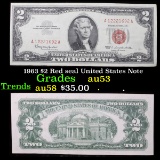 1963 $2 Red seal United States Note Grades Select AU