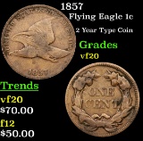 1857 Flying Eagle Cent 1c Grades vf, very fine