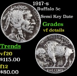 1917-s Buffalo Nickel 5c Grades vf details