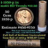 ***Auction Highlight*** Uncirculated 1c orig shotgun roll, 1959-p  In Old Brinks wrapper  (fc)