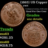 (1863) US Copper Civil War Token 1c Grades Unc Details