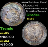 1884-o Rainbow Toned Morgan Dollar $1 Grades GEM Unc