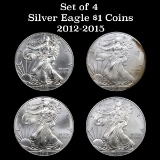 4 Silver Eagle $1 coins 2012-2015 Silver Eagle Dollar $1