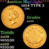 ***Auction Highlight*** 1854 TYPE 2 Gold Dollar $1 Graded Select AU By USCG (fc)