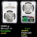 NGC 1889-p Morgan Dollar $1 Graded ms63 By NGC