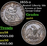 1855-o Seated Half Dollar 50c Grades Choice AU