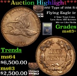 ***Auction Highlight*** 1857 Type of 1856 S-1 Flying Eagle 1c Graded Select+ Unc By USCG (fc)