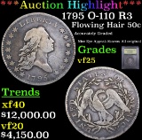 ***Auction Highlight*** 1795 O-110 R3 Flowing Hair Half Dollar 50c Graded vf+ By USCG (fc)