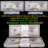 ***Auction Highlight*** ***Lot of 100- 2013 $50 Federal Reserve Star Notes Gem, sequential number 70