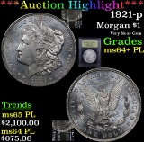 ***Auction Highlight*** 1921-p Morgan Dollar $1 Graded Choice Unc+ PL By USCG (fc)