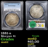 PCGS 1881-s Morgan Dollar $1 Graded ms62 By PCGS