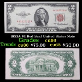 1953A $2 Red Seal United States Note Grades Gem+ CU