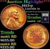 1913-p Lincoln Cent 1c Graded Choice+ Unc RD By USCG