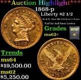 *Highlight Of Entire Auction* 1868-p Gold Liberty Quarter Eagle $2 1/2 Graded Select Unc By USCG (fc