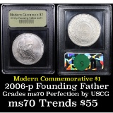 2006-p Ben Franklin Founding Father Modern Commem Dollar $1 Graded ms70, Perfection By USCG