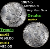 1887-p Morgan Dollar $1 Grades Choice+ Unc