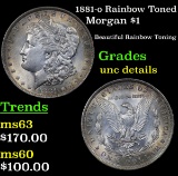 1881-o Rainbow Toned Morgan Dollar $1 Grades Unc Details