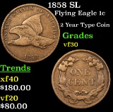 1858 SL Flying Eagle Cent 1c Grades vf++