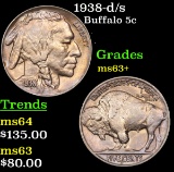 1938-d/s Buffalo Nickel 5c Grades Select+ Unc