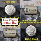 ***Auction Highlight*** Full Morgan/Peace Dunes Hotel silver $1 roll $20, 1889 & 1901 ends (fc)